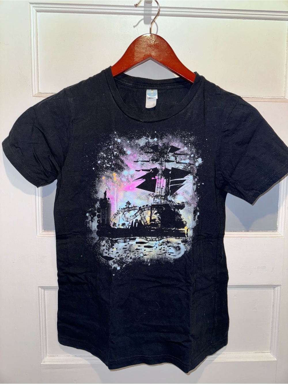 Kids Black Graphic Ship Tee